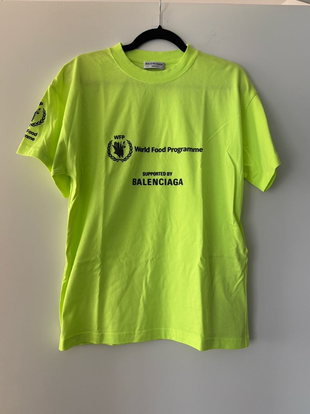 Authentic Balenciaga x World Food Programme Neon Yellow Graphic Tee